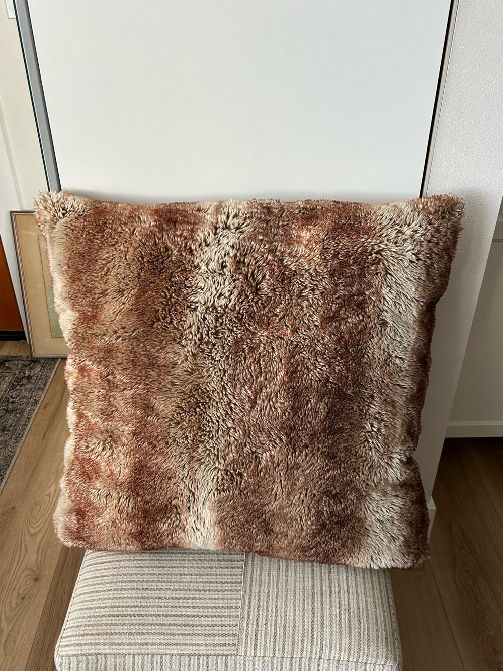 Oversized Pottery Barn Faux Fur Decorative Pillow case with down insert